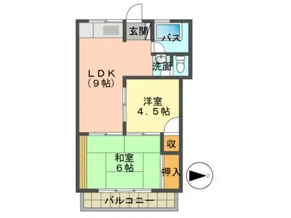 コーポ石原(2DK/2階)の間取り写真