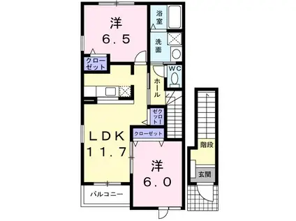 プロスパー秀A(2LDK/2階)の間取り写真
