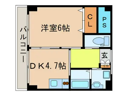 YUWASETA(1DK/2階)の間取り写真