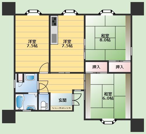 JGS緑丘マンション(3DK/3階)の間取り写真
