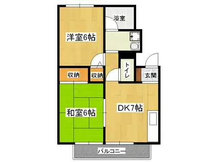 ヴュー深草(2DK/1階)の間取り写真