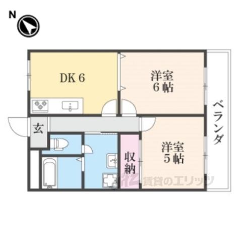 第5サンライフ瀬田(2DK/3階)の間取り写真