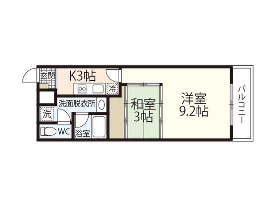 クレベール相原(1SK/2階)の間取り写真