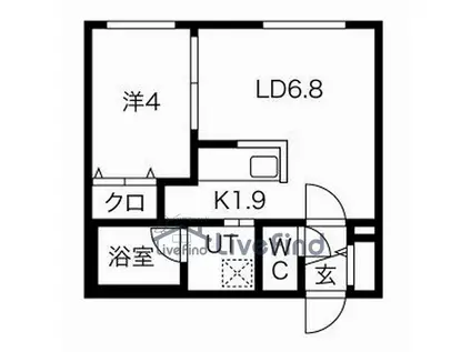 地下鉄南北線 南平岸駅 徒歩6分 4階建 築1年(1LDK/4階)の間取り写真
