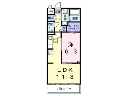 メゾンルミネ若松(1LDK/3階)の間取り写真