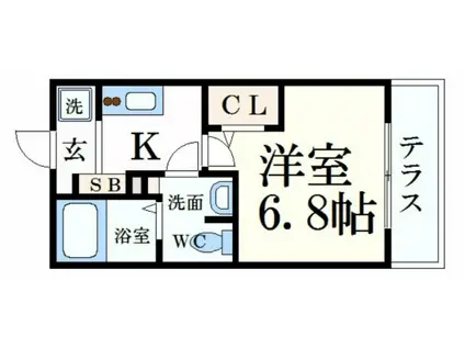 ハンプデンコート(1K/1階)の間取り写真