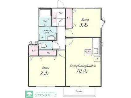 フラワーコーポVII(2LDK/1階)の間取り写真