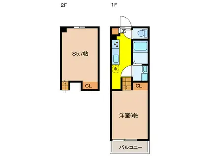 RECUERDO II(1SK/2階)の間取り写真