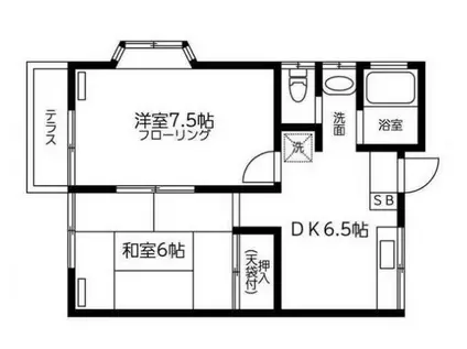 オークレーパーク(2DK/1階)の間取り写真