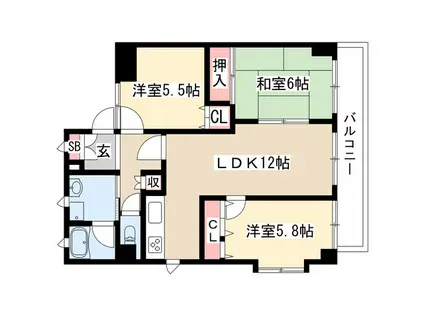 グレース川口(3LDK/2階)の間取り写真