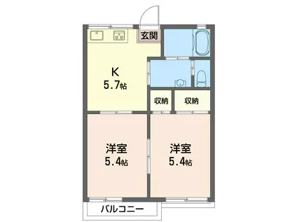 ハイツベルT(2K/2階)の間取り写真