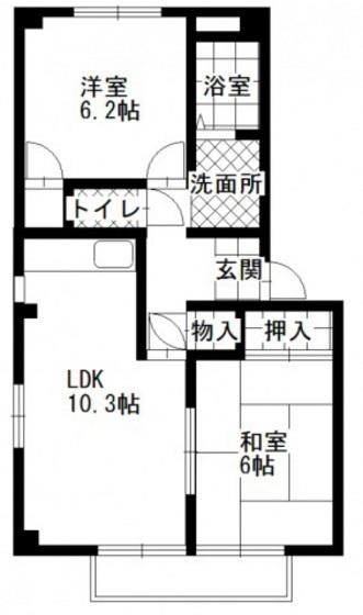 フォブールせが(2LDK/2階)の間取り写真
