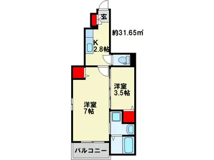 エスカーザ(1K/1階)の間取り写真