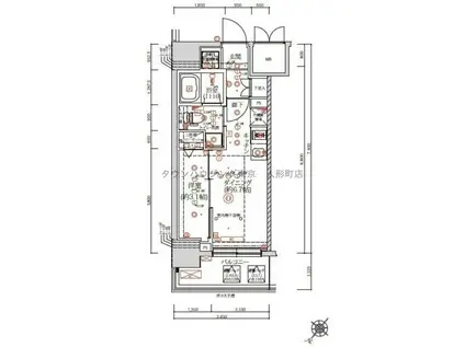 クオリタス日本橋浜町(1DK/12階)の間取り写真
