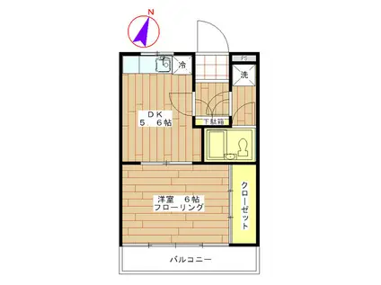 鈴木ハイツ(1DK/3階)の間取り写真