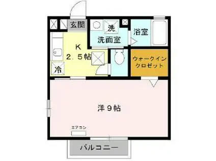 モナリエ東村山(1K/2階)の間取り写真