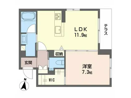 マグノリア上杉(1LDK/1階)の間取り写真