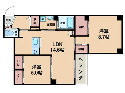 ユーパレス桑津(2LDK/1階)の間取り写真