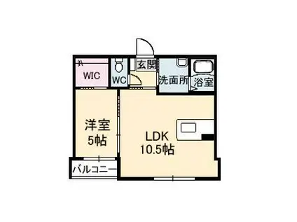 シャーメゾンエスパシオ2番館(1LDK/2階)の間取り写真