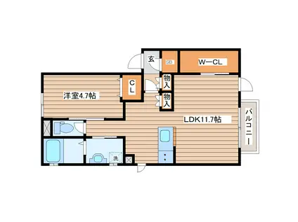 WINK-HEART・AP(1LDK/1階)の間取り写真