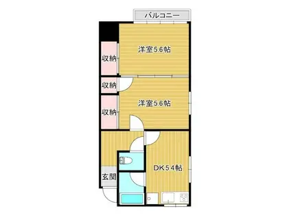 内村コーポ(2DK/2階)の間取り写真