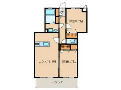 ピュア中通II(2LDK/3階)の間取り写真