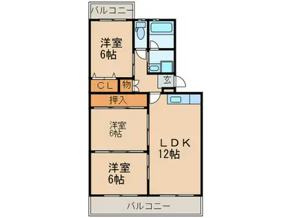 ハイツ立川(3LDK/2階)の間取り写真