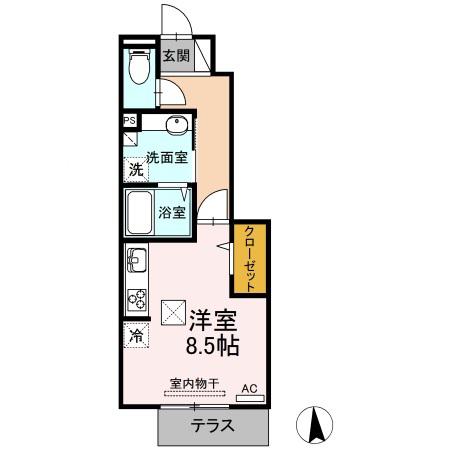 アデランテ(ワンルーム/1階)の間取り写真
