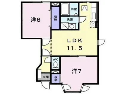 ゴールドクレスト藤井(2LDK/1階)の間取り写真