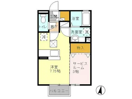 サンアロース(1DK/1階)の間取り写真