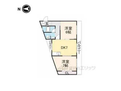 サンハイツ上村(2DK/2階)の間取り写真