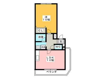 ヴィブレつばさIII(1LDK/2階)の間取り写真