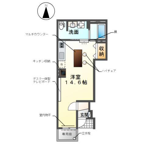 あま市新居屋又屋敷アパート(ワンルーム/1階)の間取り写真