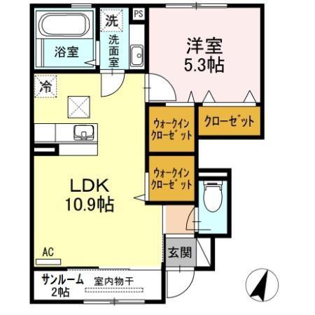 アリエッタ オール電化(1LDK/1階)の間取り写真