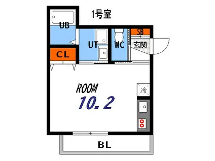 アップフェロ(ワンルーム/1階)の間取り写真