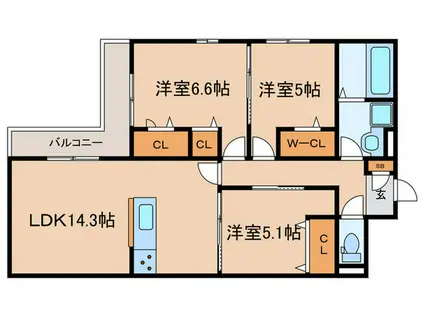 クラシスト南塚口(3LDK/3階)の間取り写真