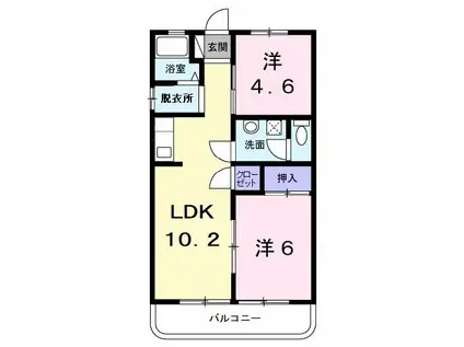 メゾン伊奈平(2LDK/3階)の間取り写真