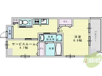 スプランディッド新大阪3(1LDK/6階)の間取り写真