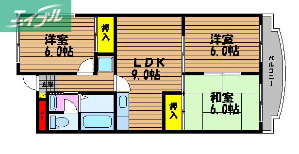 プロムナード洲崎1(3LDK/1階)の間取り写真