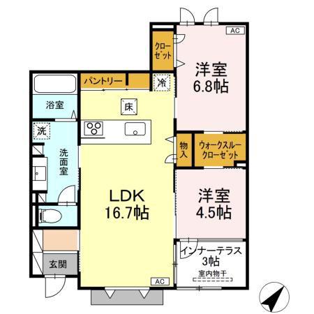 グランソラナ軽井沢(2LDK/1階)の間取り写真