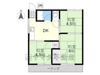 アクツハイツⅠ(3DK/2階)の間取り写真