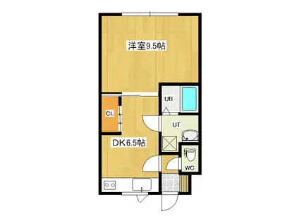 ハイムホクシン(1DK/1階)の間取り写真