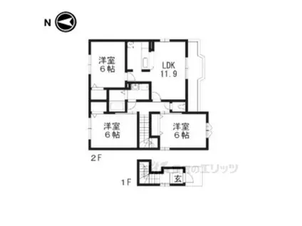 マグノーリア横田 Ⅱ(3LDK/2階)の間取り写真