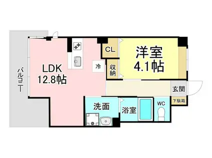 BLUE COSMO(1LDK/1階)の間取り写真