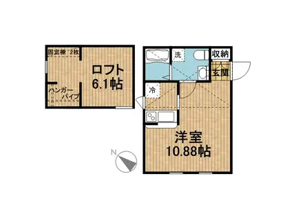 プリマさくらの丘(ワンルーム/2階)の間取り写真