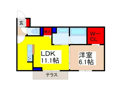 サニーハイツB(1LDK/2階)の間取り写真
