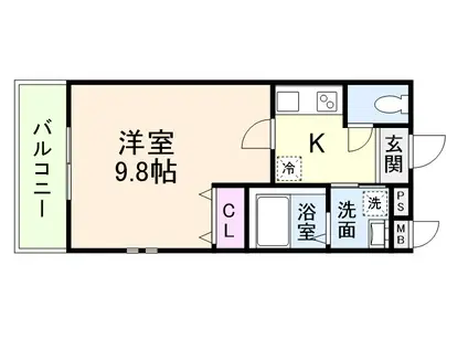 フジパレス平野区加美東五丁目(1K/1階)の間取り写真