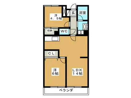 藤喜マンション(2LDK/3階)の間取り写真