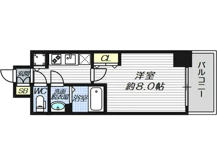 ソルテラス都島本通(1K/7階)の間取り写真