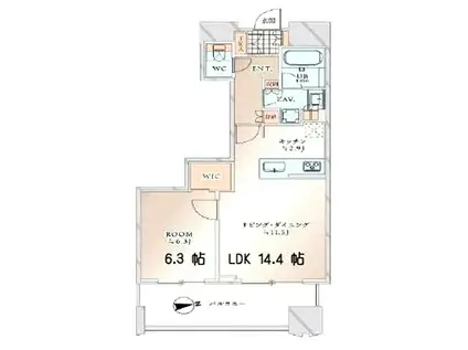 富久クロスコンフォートタワー(1LDK/28階)の間取り写真